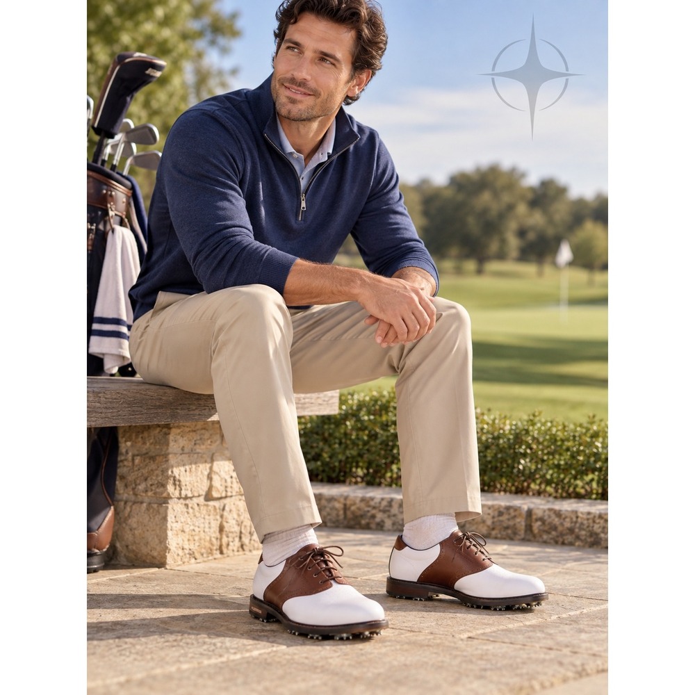 FootJoy GF:II Golf Shoes Mens 10.5 M White Brown Spiked Leather Optiflex 2